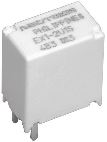 The EX series is succeeding in about % of miniaturization in comparison with the ET series. FEATURES PC-board mounting Lead free solder is used Approx. 7% relay volume of ET Approx.