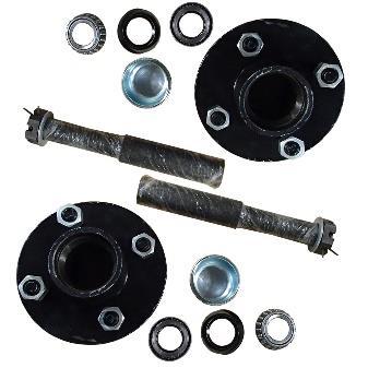 14-9/16" x 18 Thread Lock Nuts FRJ20-0028 Trailer Axle Kit (4 Lug) 2 Hub Kits with 4 on 4" bolt pattern complete with all bearings,