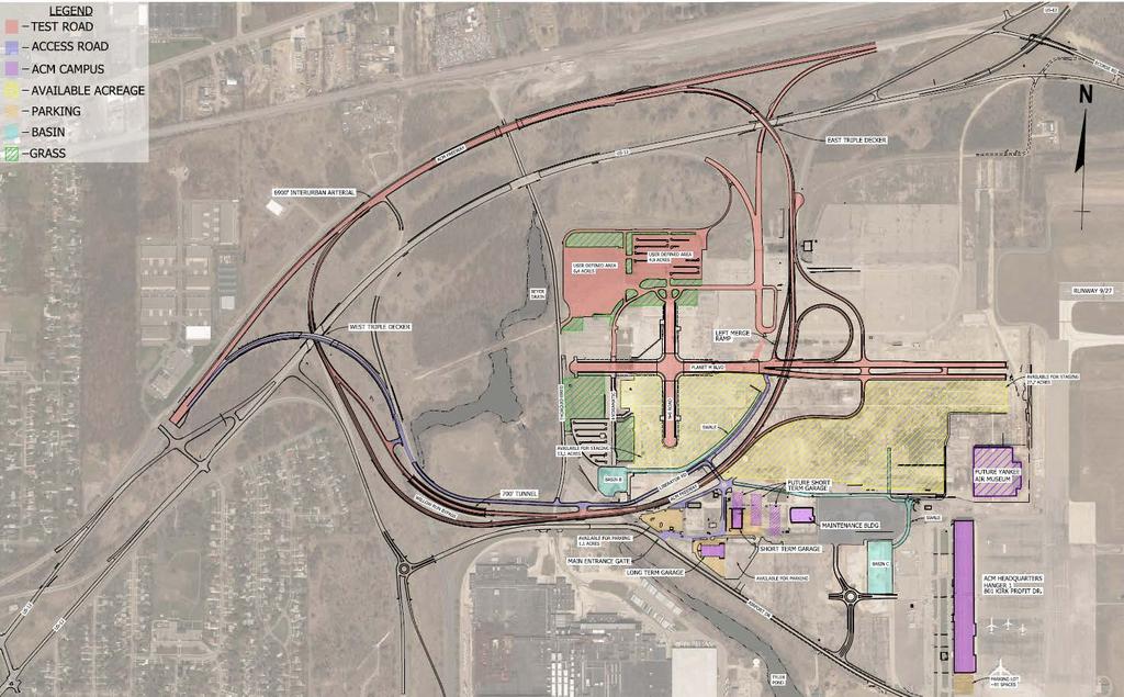 ACM real world test environments BLDG 2.5 mile Highway loop Former public roads (E.B. converted to 2-way) 2+ lanes, 50-65 mph Exit and entrance ramps Triple-deck bridges 700 foot curved Tunnel bypass 1.