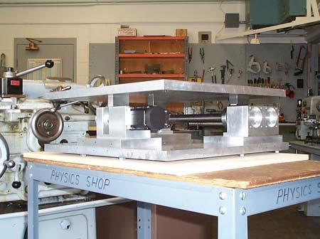 Figures 1A and B: Magnet mover prototype built at CSU from modified SLAC drawings In order to meet the 50 nm step size requirement, the rotation of the eccentric shaft must be controlled in