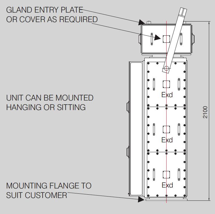 Ex d Ring Enclosure Ex e Terminal Boxes - Mounting flange / brackets to Customer s requirements - Anti-condensation heater (self regulating) - Hollow shaft - Stainless Steel construction - Internal
