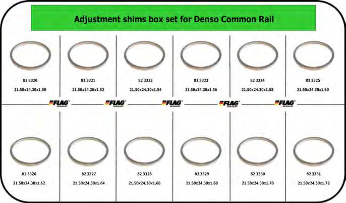 Denso Common Rail FLAG 15 0070 box set 2 PIN Injector 12 different sizes Total 120 pieces shims