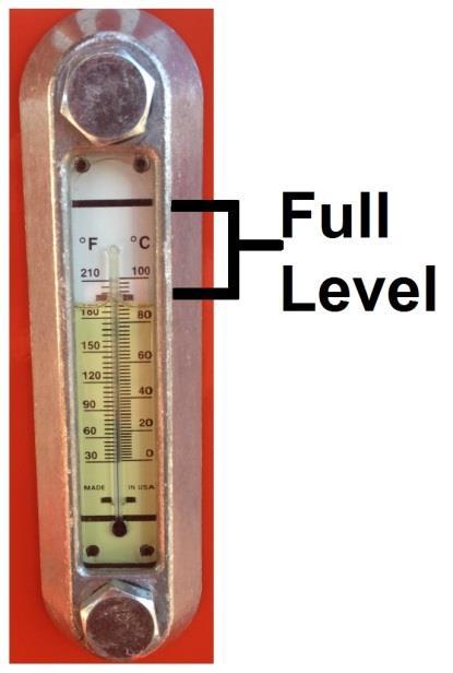 Gauge Dipstick for Heat Transfer Oil Level at 150 F Level at 70 F