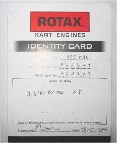 of the engine Serial no. of the engine seal Stamp and signature of the Company to be able to detect at Scrutineering which authority has checked and sealed the engine.