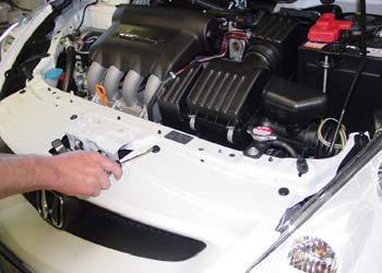 Remove the plastic cover inside the engine compartment on the driver side, next the headlight (Fig.