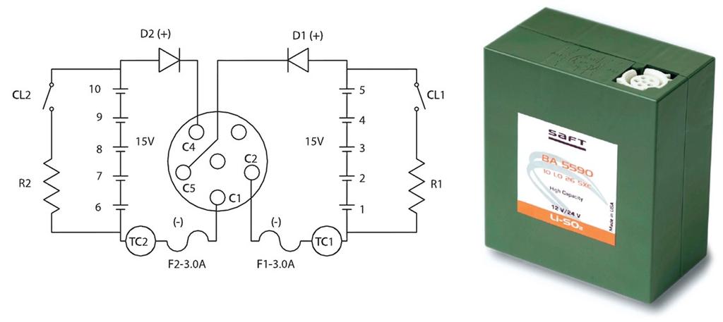 Fig. 2 BA5590 high-capacity battery electrical schematic and package Fig.