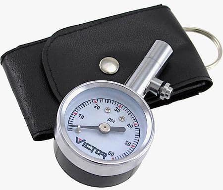 leatherette pouch Victor Mini Chrome Dial Tire Gauge with Case VIC 22-5-60023-8