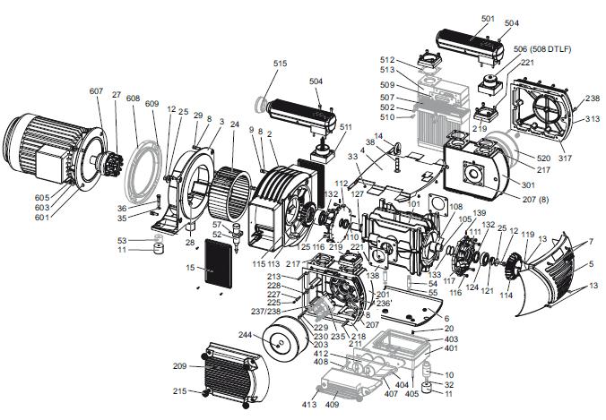 Spare parts list for pumps T4.