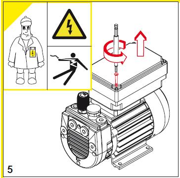 Start motor briefly to check rotation (arrow on enclosure).