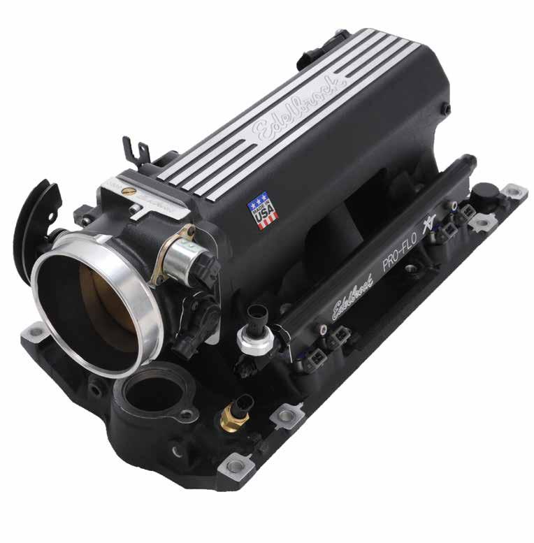 PRO-FLO 4 XT MANIFOLD - COMPONENT LAYOUT The Edelbrock Pro-Flo 4 XT EFI system delivers fuel and air to the engine via an induction system consisting primarily of a traditional 90mm throttle body,