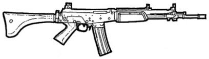 FARA 83 Cost : 275 eb Length : 75 cm, crosse repliée Country : Argentina FN F2000 Cost : 900 eb Length : 69 cm Country : Belgium This assault rifle is equipped with a fire control computer and