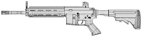 HK53 is typically seen in the A3 variation with retractable stock.