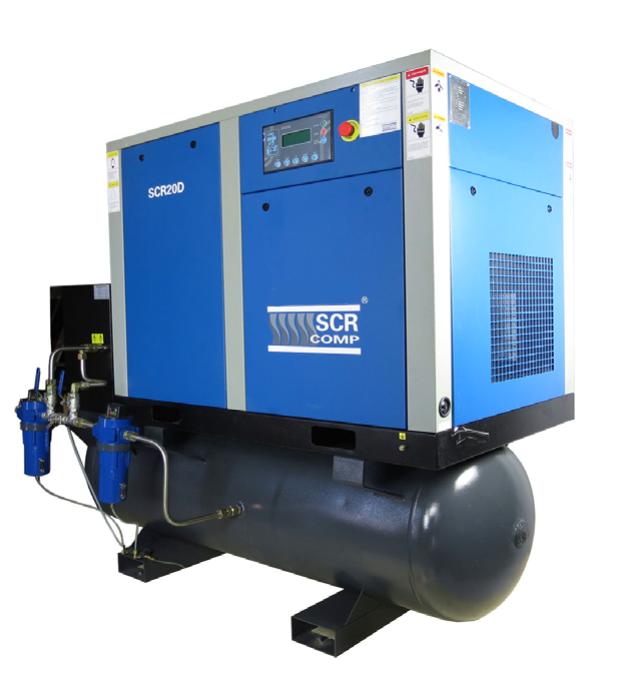 SCR VARIABLE SPEED ALL IN ONE UNIT The new SCR Variable Speed all in one unit is a compact design that consists of the compressor, air receiver, refrigeration air dryer, pre & post air filters,