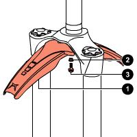 The brake cable must never touch the crown and stanchions. Warnings: Assembling the fender The fender can be supplied with the fork or purchased separately.