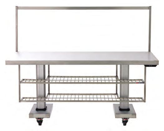 Stable base design ensures stability and provides clear access for operators legs and feet. Accessory Shelf Constructed of chrome plated wire. 175mm wide.