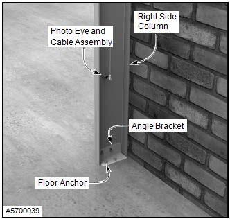 Anchor the floor angle bracket. DO NOT tighten the anchors securely at this time they will be tightened after the head assembly is installed. (See Figure 12) IMPORTANT: Use ¹/₂-in.
