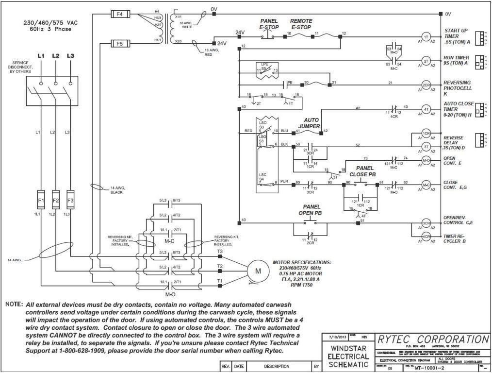 ELECTRICAL SCHEMATIC - CONTROL PANEL ELECTRICAL SCHEMATIC EXTERNAL 3 & 4 WIRE CONTROLS NOTE: All external devices MUST be dry contacts, contain no voltage.