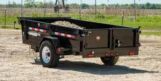 78 YD³ SIDES HEIGHT: 18 INSIDE WIDTH: 60 BED HEIGHT: 26 DUMP ANGLE: 40º COUPLERS: BUMPER PULL & PINTLE TIRES: 225/75B15 TIRES 5,200 lb. G.V.W.R. 5,200 lb. x 1 G.A.W.R. 2 Ball Bulldog Coupler 1 - Drop Leg Jack (7,000 lb.