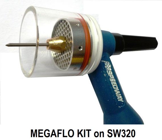 SW320-320amp WATER COOLED TORCH PACKAGES - optional parts WELDTEC MEGAFLO TIG TORCH GLASS NOZZLES Made of special toughened glass, the MegaFlo Nozzle provides complete weld zone protection for