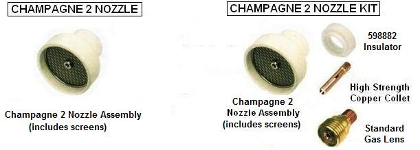 SW320-320amp WATER COOLED TORCH PACKAGES - optional parts SUPER SIZE CHAMPAGNE 2 NOZZLES CHAMPAGNE 2 NOZZLE DIMENSIONS CHAMPAGNE 2 NOZZLE KITS for SPEEDWAY SW320 53CNK2-16 1/16" Champagne 2 Nozzle