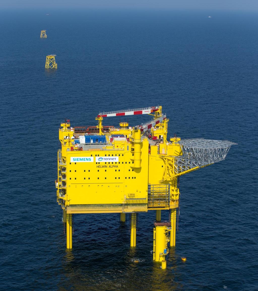 HelWin1 576 MW HelWin1 is a floating jack-up platform - the supports are lowered and connected to the