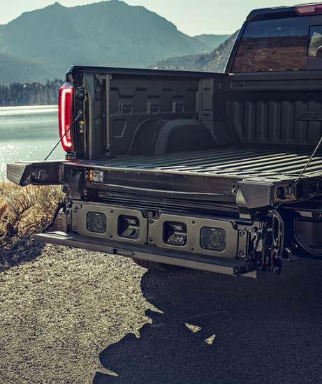 MULTIPRO TAILGATE AUDIO SYSTEM BY KICKER The MultiPro tailgate available on the Next Generation Sierra is the most innovative pickup tailgate ever.