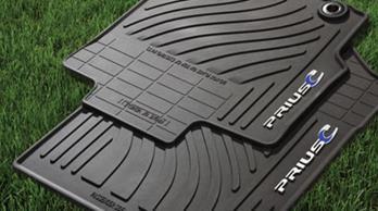 The mats feature a Prius c logo and a ribbed channel design that helps contain moisture, dirt and other debris.