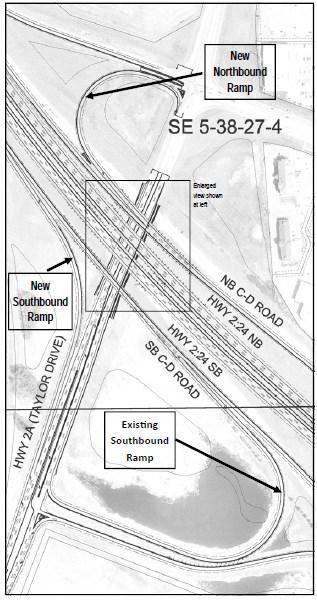 The Highway 2 southbound design utilizes an existing ramp as well as the creation of a new southbound ramp.