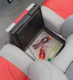 73-75 Optional multi-function center seat: Folds down for a step up, and lifts up to access an ice chest.