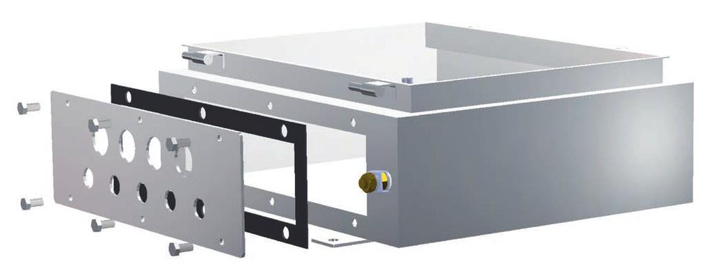 Junction boxes for monitoring and control panel CTB Example of enclosure body featuring removable gland plate on just one side.