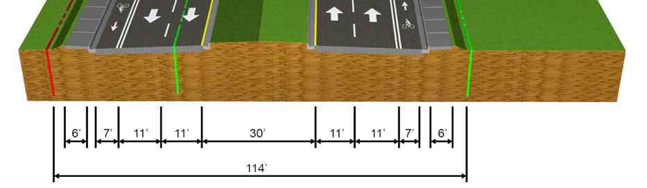 Widening Options and Alignment s The proposed widening of Harborview Road includes four 11-foot travel lanes, curb and gutter, and a 30-foot grass median.