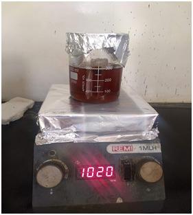1 Heating oil on Ultrasonicator We dip magnetic stirrer to inside the solution while heating process was going on so
