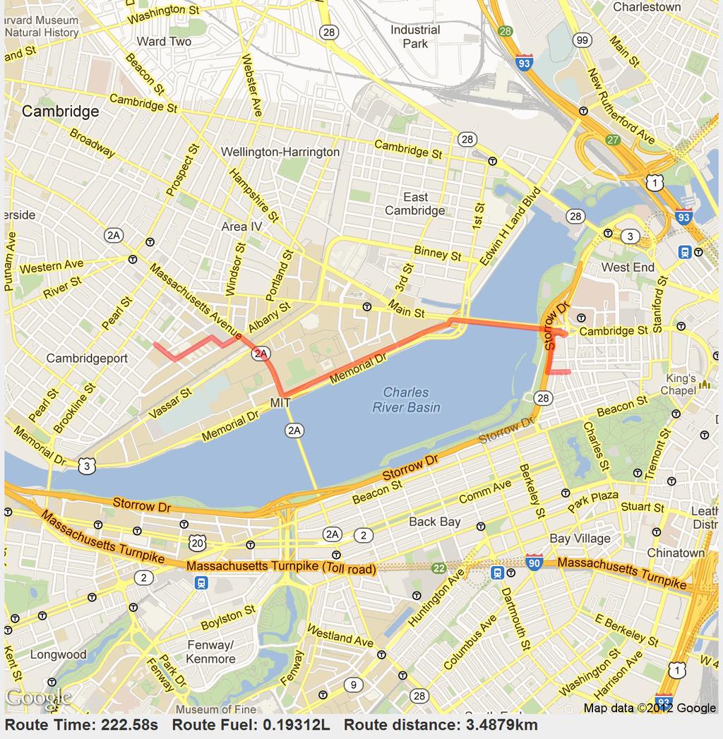 Example: least-time path Google Maps gives the path that minimizes trip duration.