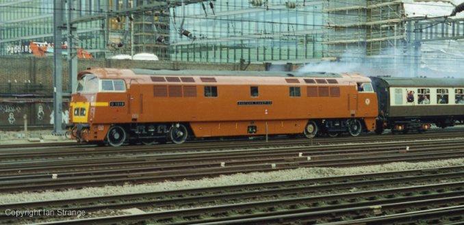 London Paddington (23rd February 2002): 34 After the arrival of the "Western Pathfinder" railtour (behind 46035), D1015 is heard running onto the train ready to take it on to Bristol.