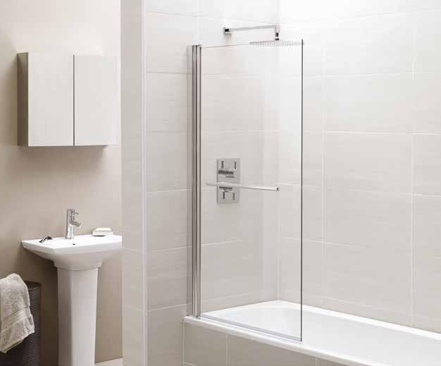 Mini Bath Screen The Mini Bath Screen is suitable for use with a shower curtain. It has a generous 20mm adjustment, 6mm toughened safety glass and compact design.
