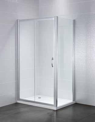 23 Sliding Door IDENTITI SLIDING DOOR 6mm toughened safety glass Polished silver with stylish handle 1900mm high Quick release rollers for ease of cleaning Colour