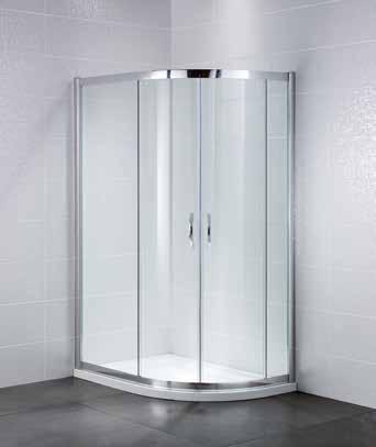 29 Double Door Quadrant DOUBLE DOOR QUADRANT IDENTITI Offset Quadrant 6mm toughened safety glass Polished silver with stylish handle