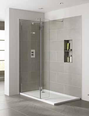 65 10mm Wetroom with optional Return Panel 10MM WETROOM PRESTIGE FRAMELESS 10mm toughened safety glass Polished silver 2000mm high Stainless steel support arm Suitable for tray or wetroom