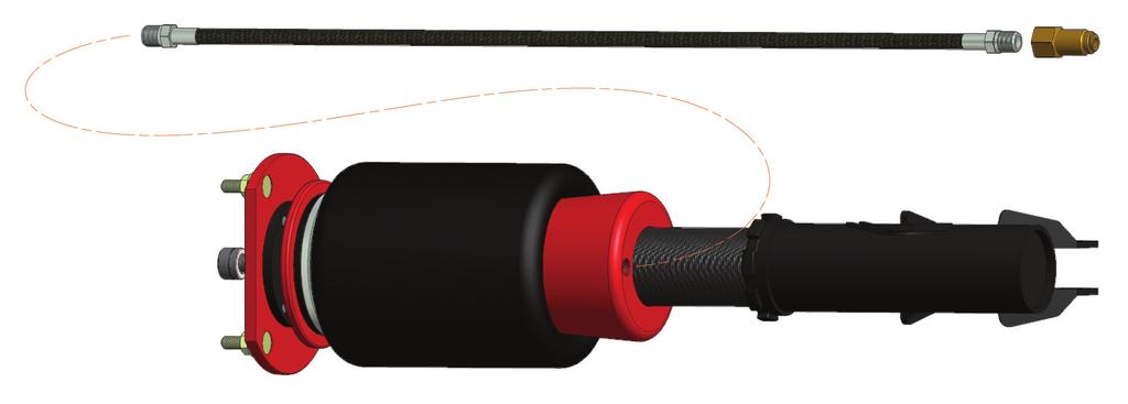 Tighten the appropriate fitting to the air line (1 3/4 turns beyond hand-tight). Tighten the leader hose into the air spring 1 3/4 turns beyond hand-tight (Fig. 13). fig.