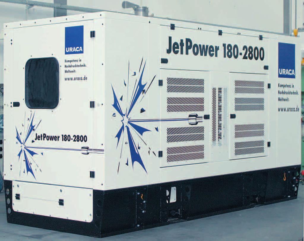 JetPower 180 is available with various options, e.g. with or without noise hood, in stationary design or as trailer version.