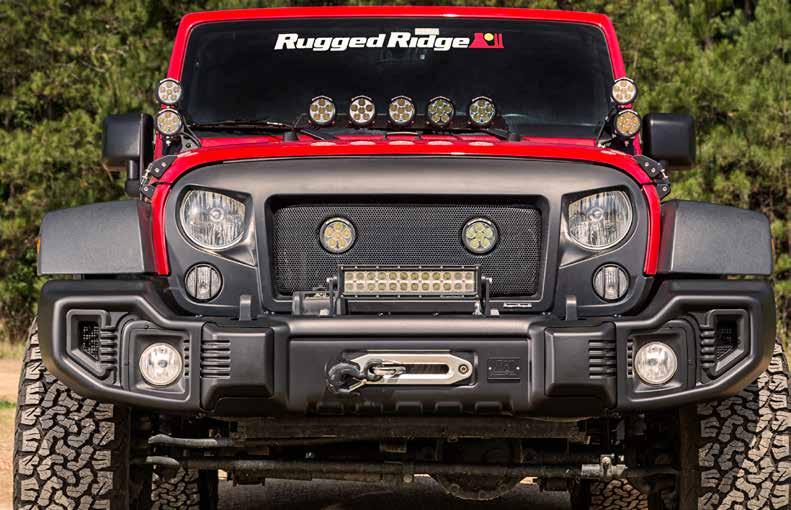 SPARTACUS STAMPED STEEL BUMPERS The Spartacus Stamped Steel Bumpers from Rugged Ridge feature a tough satin black powder-coated finish on a sturdy 11 gauge stamped steel construction.