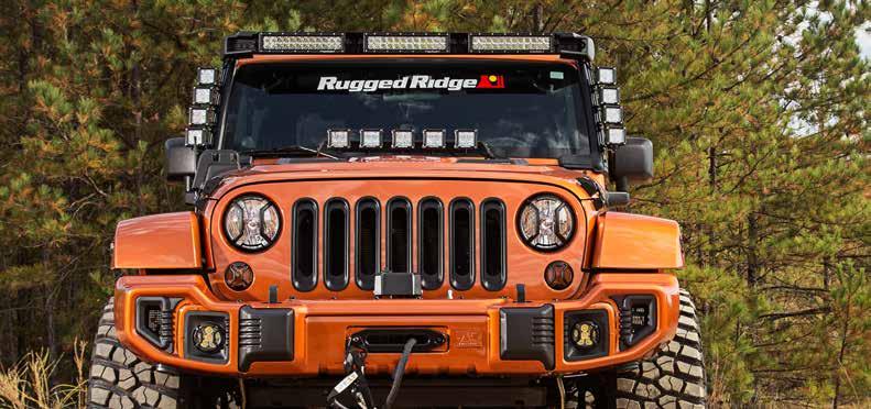 HOT & NEW PRODUCTS ELITE FAST TRACK WINDSHIELD LIGHT BAR Rugged Ridge designed the new Elite Fast Track Windshield Light Bar to be the most versatile component you ll likely ever bolt to your JK,