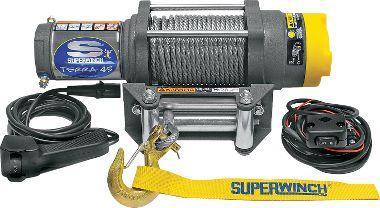 The winch we will be using is the Superwinch 12 Volt ATV Electric Winch (fig. 10). This winch has a pulling capacity of 2500-lbs and is run by a 1.3 HP motor.
