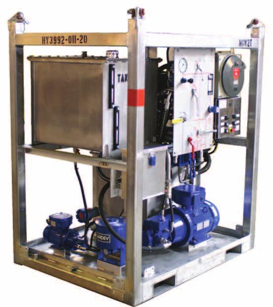 Hydraulic Flush Unit and Power Pack 8 kw HYDRAULIC FLUSH UNIT AND POWER PACK FOR USE IN EX ZONE 2 / ATEX CATEGORY 3 GROUP II Material: - AISI 304 Max gross mass: - 2000 kg Test load: - According to