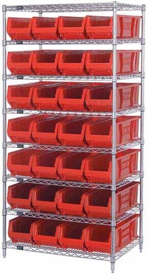 HULK 30 WIRE - COMPLETE PACKAGES PWR8-970 8 shelves and 28 PQUS970 29-7/8 L x 8-1/4 W x 7 H bins PWR6-973 6