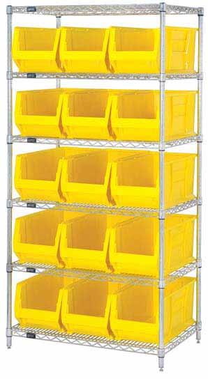 lb. Capacity per shelf PWR6-974 6 shelves and 10 PQUS974 29-7/8 L x 16-1/2 W x 11 H bins COMPLETE WITH