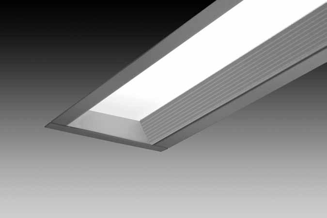 features Narrow 3" slot T5 fluorescent with opaque satin lens.