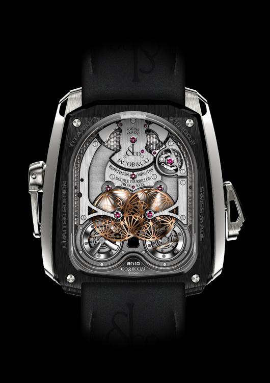 Jacob & Co. Twin Turbo TECHNICAL SPECIFICATIONS Movement: Exclusive Jacob & Co. Manual Winding JCFM01; Size: 34.43mm; Height: 13.