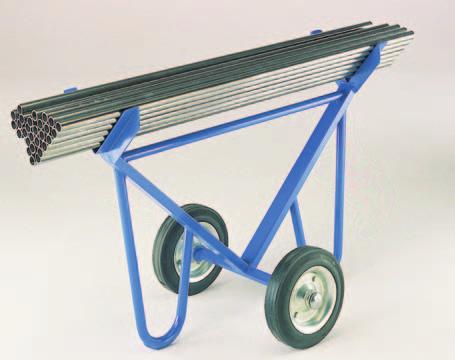 Weights: TP46:26 kg Pipe and Bar Truck Steel angle and tube construction with centre axle mounted with large 250 mm dia.