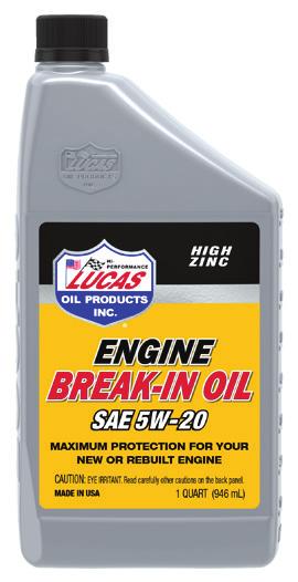 Lucas Engine Break-In Oils are specifically formulated for engines with wider bearing clearances to ensure proper oil pressure during that initial run-in time.
